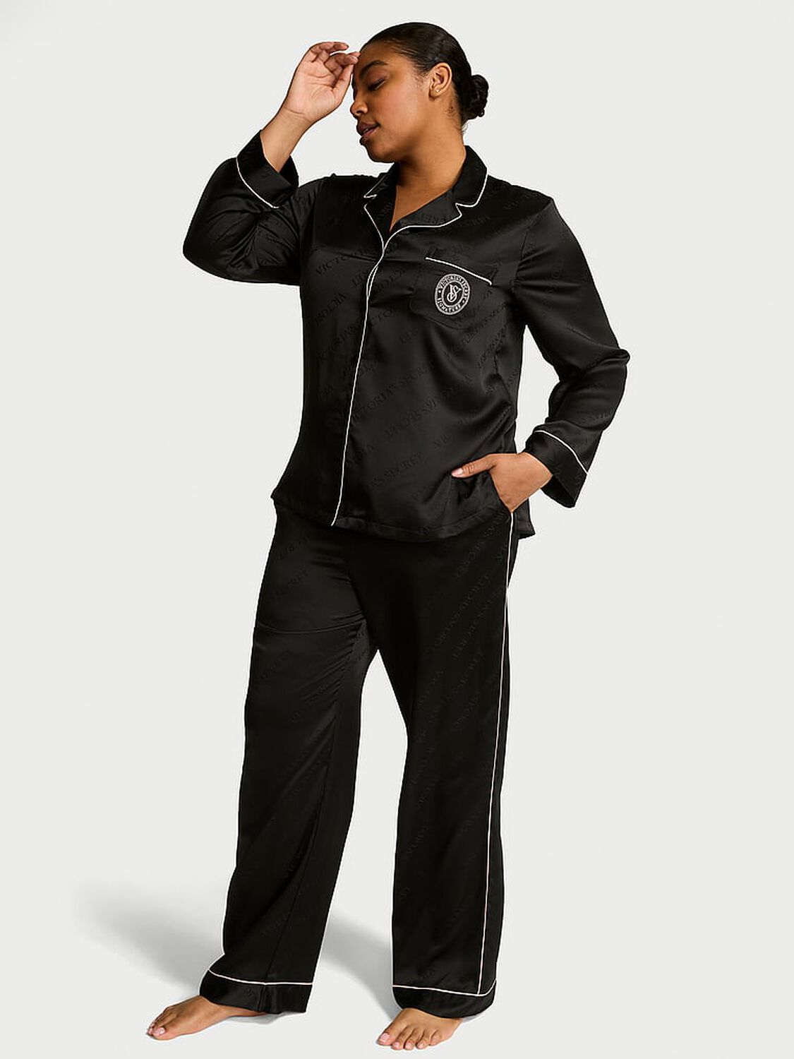 vs Victoria's Secret Glazed Satin Long Pajama Set 1 of 3 