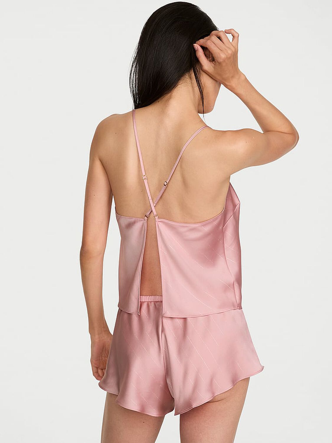 vs Victoria's Secret Satin Open-Back Cami & Shorts Set Chalk Rose 2 of 2 