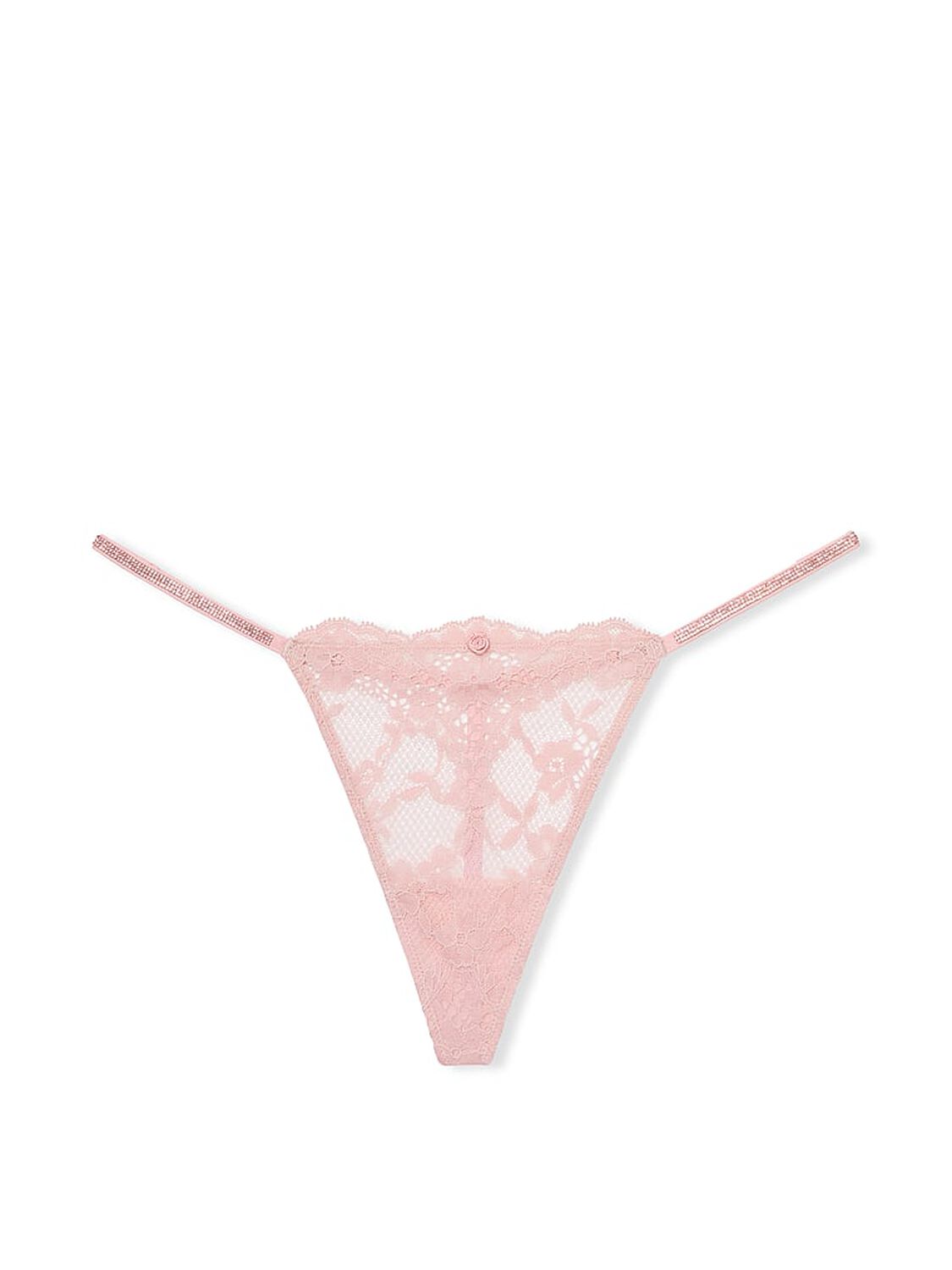 vs Dream Angels Twinkle Strap Lace V-String Panty Chalk Rose 3 of 4 