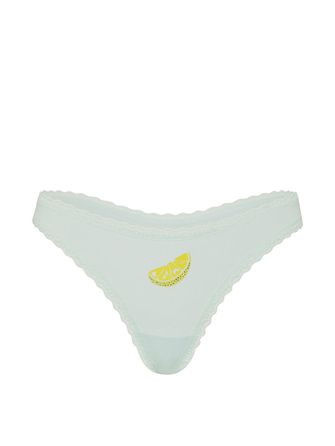 vs Lace Trim Cotton Lace-Waist Thong Bliss Get Lost Graphic 3 of 3 