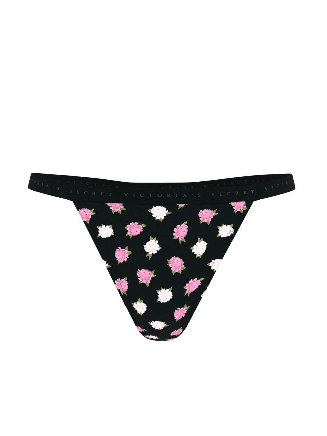 vs Victoria's Secret Stretch Cotton V-String Panty Black Floral 6 of 6 