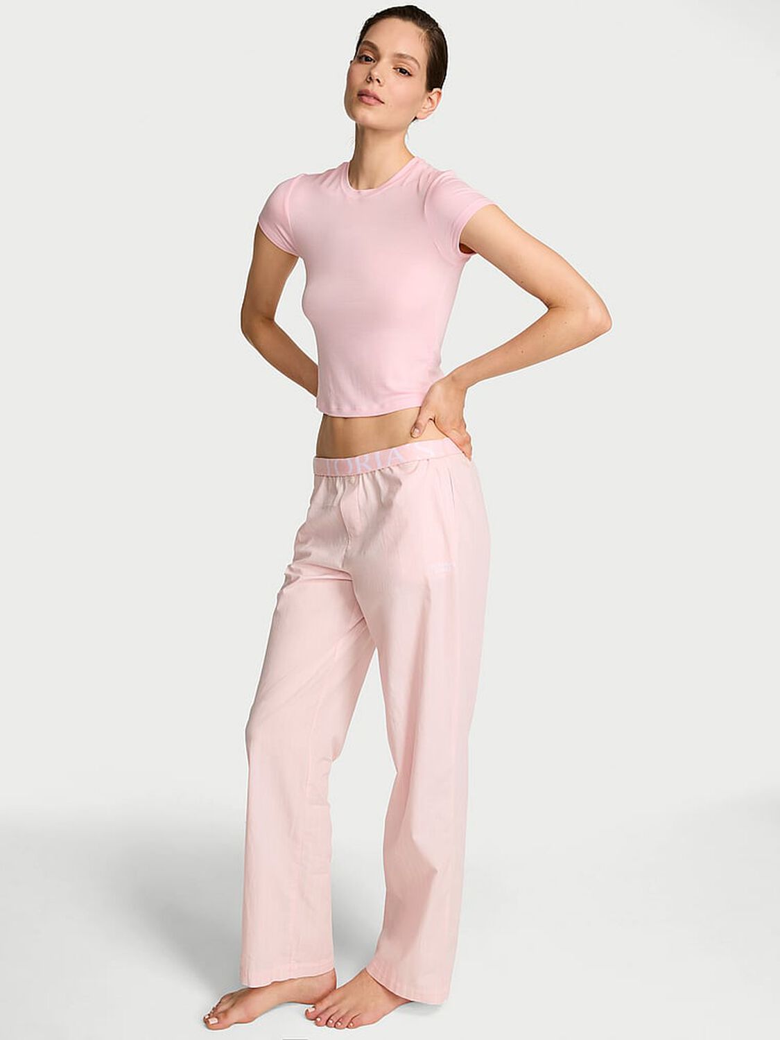 vs Victoria's Secret Mix & Match Sleep Heritage Cotton Pajama Pants Angel Pink 1 of 2 