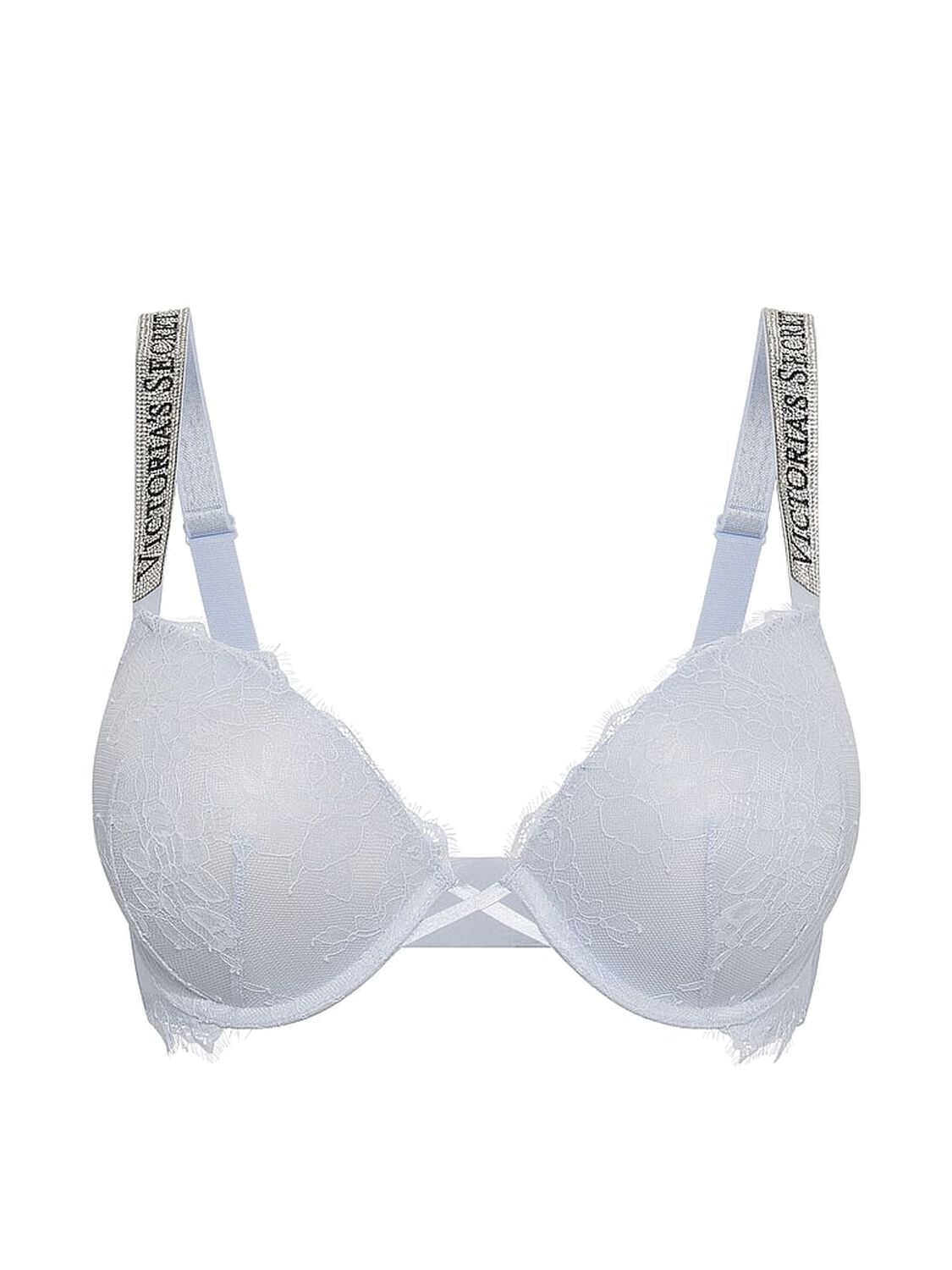 vs Very Sexy Bombshell Add-2-Cups Shine Strap Rose Lace Push-Up Bra Linen Blue 3 of 3 
