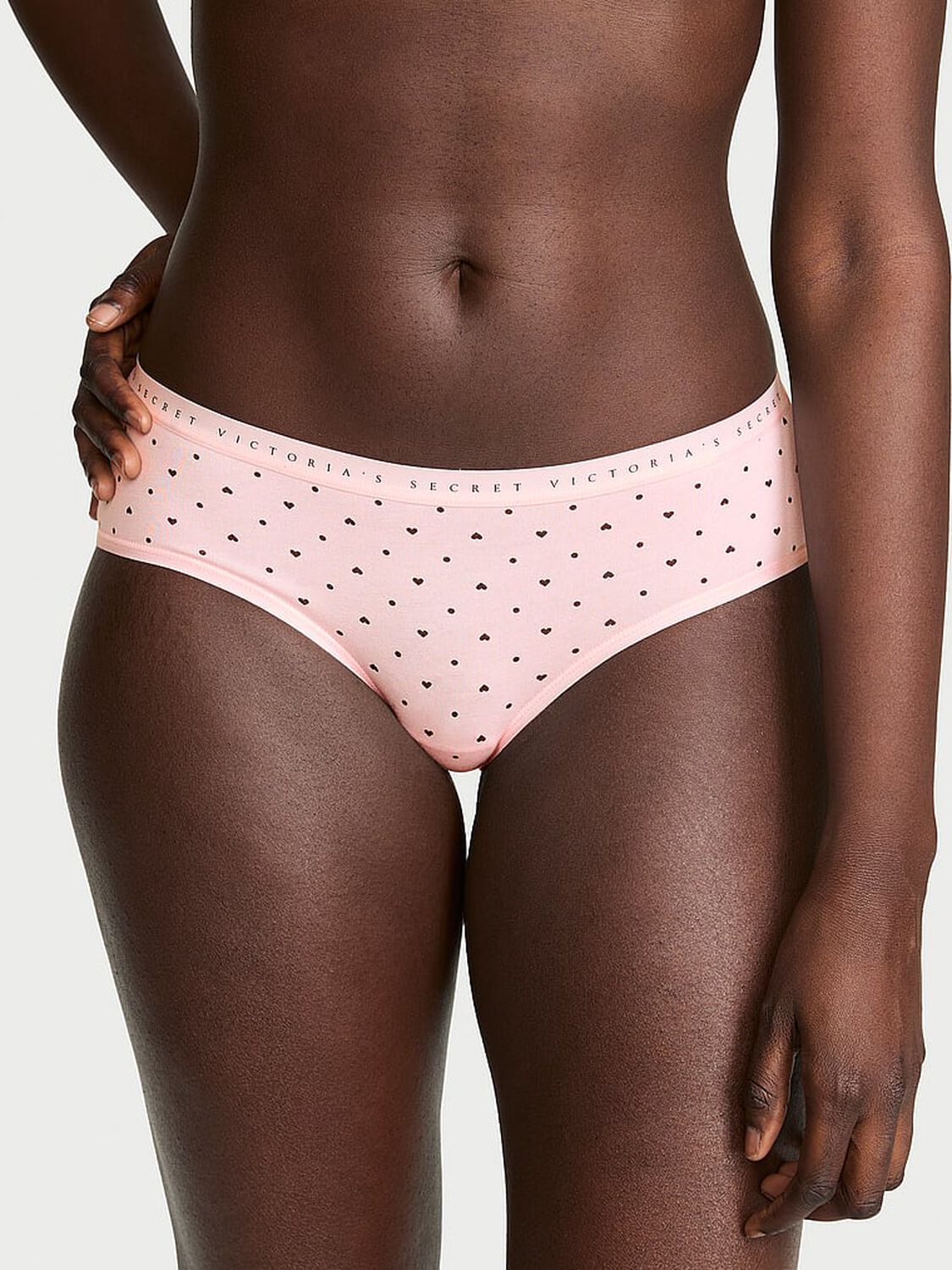 vs Victoria's Secret Stretch Cotton Hiphugger Panty Angel Pink Heart Dots 1 of 2 