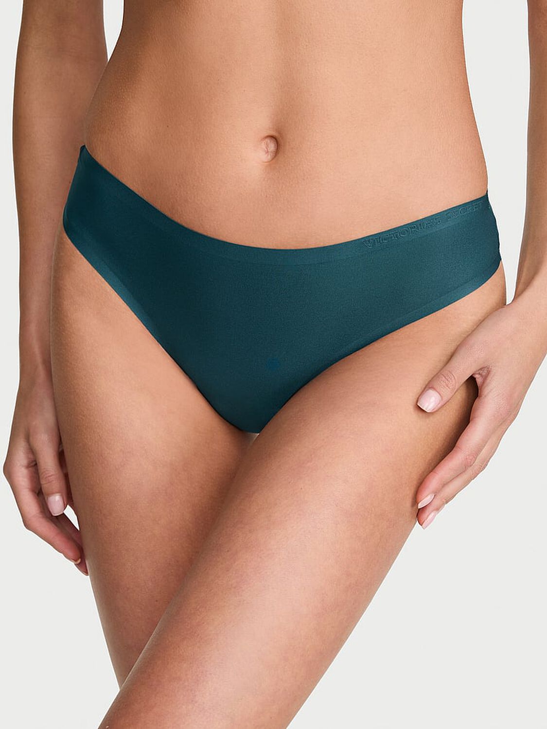 vs Body By Victoria Body by Victoria Flex Mid-Rise Thong Panty Blue Mineral 1 of 2 