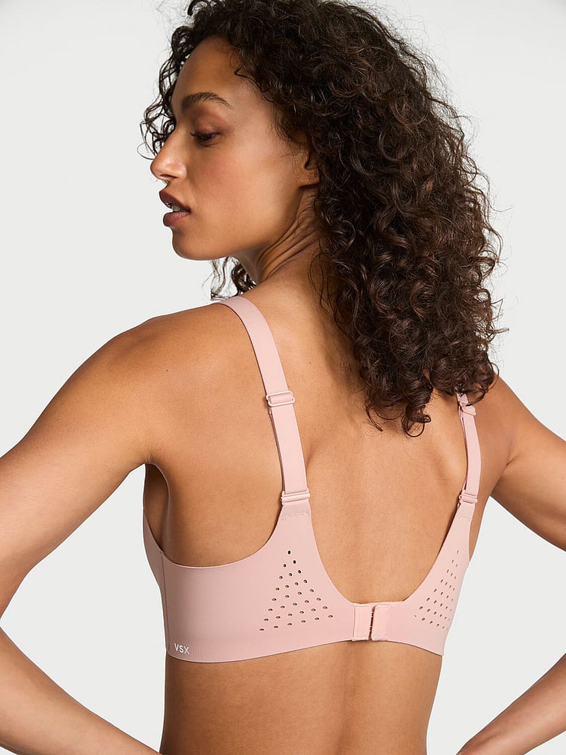 vs Vsx VSX Featherweight&trade; Medium V-Neck Sports Bra Bare Pink 2 of 3 