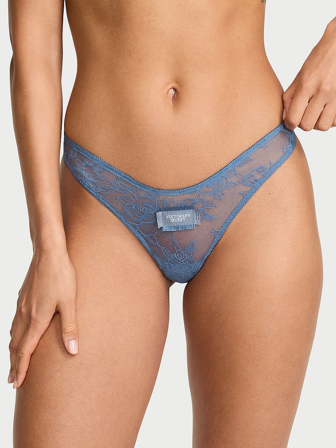 vs Very Sexy Rose Lace Denim Patch Thong Panty 1 of 2 