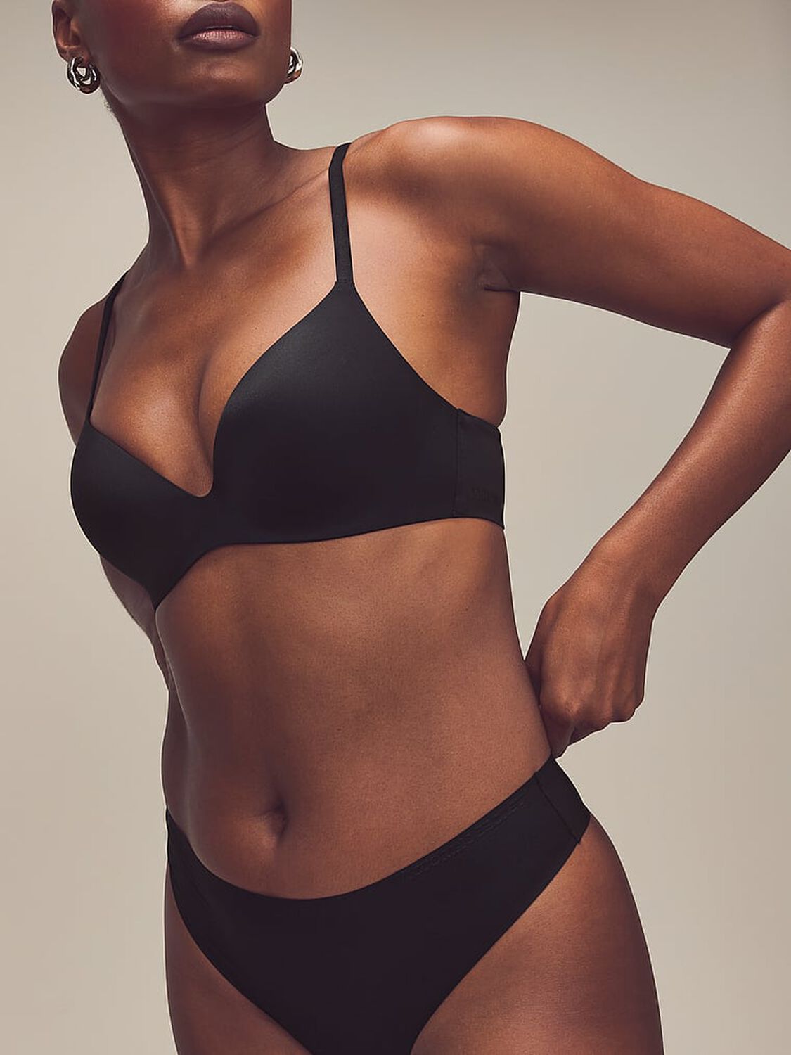 vs Body By Victoria FlexFactor Lightly Lined Plunge Demi Bra Black 4 of 5 
