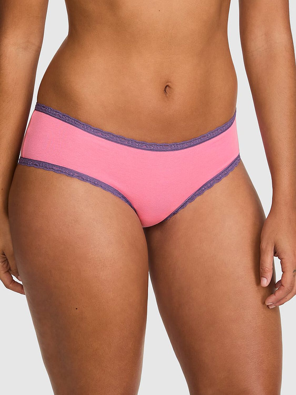 vs Lace Trim Cotton Lace-Waist Cheeky Panty 1 of 2 
