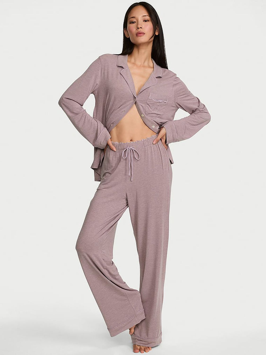 vs Victoria's Secret SoSoft&trade; Modal Long Pajama Set Heather Violet Haze 1 of 2 