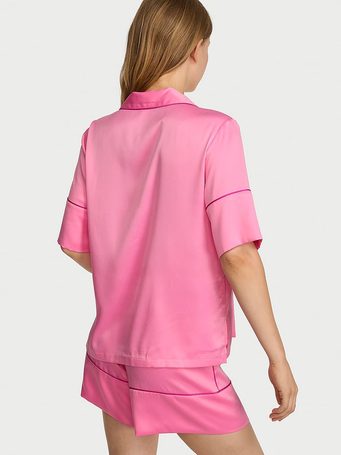 vs Victoria's Secret Signature Satin Short Pajama Set Sexy Little Pink 2 of 3 