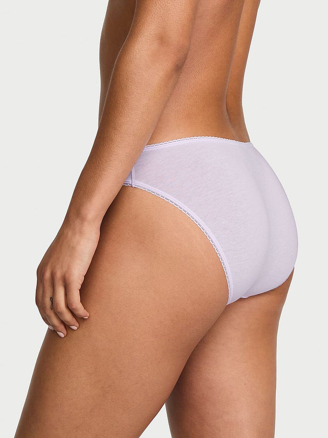 vs Victoria's Secret Cotton Lace-Trim Bikini Panty Purple Whisper 2 of 3 