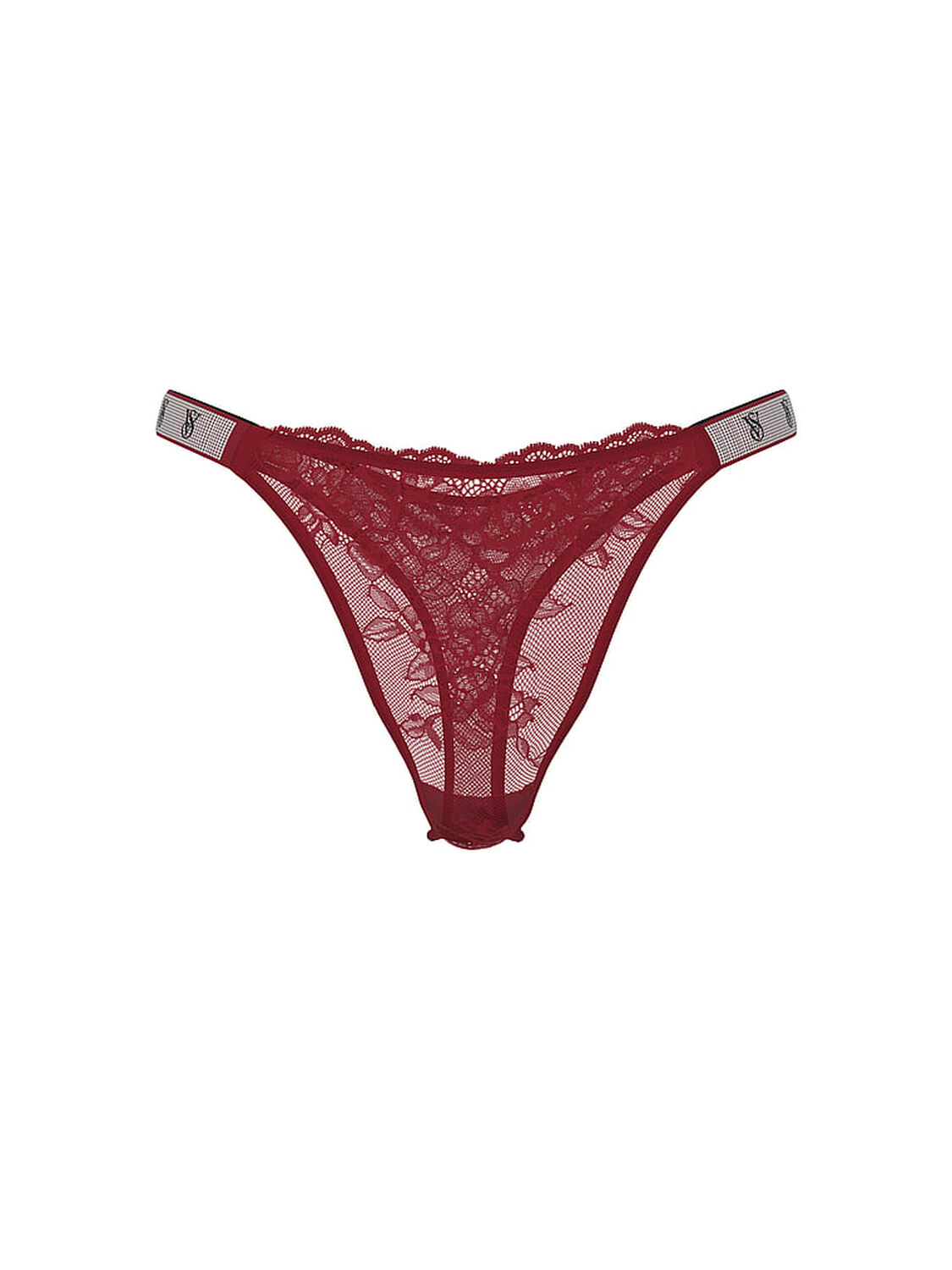 vs Very Sexy Shine Strap Lace Thong Panty Sangria Red 1 of 2 