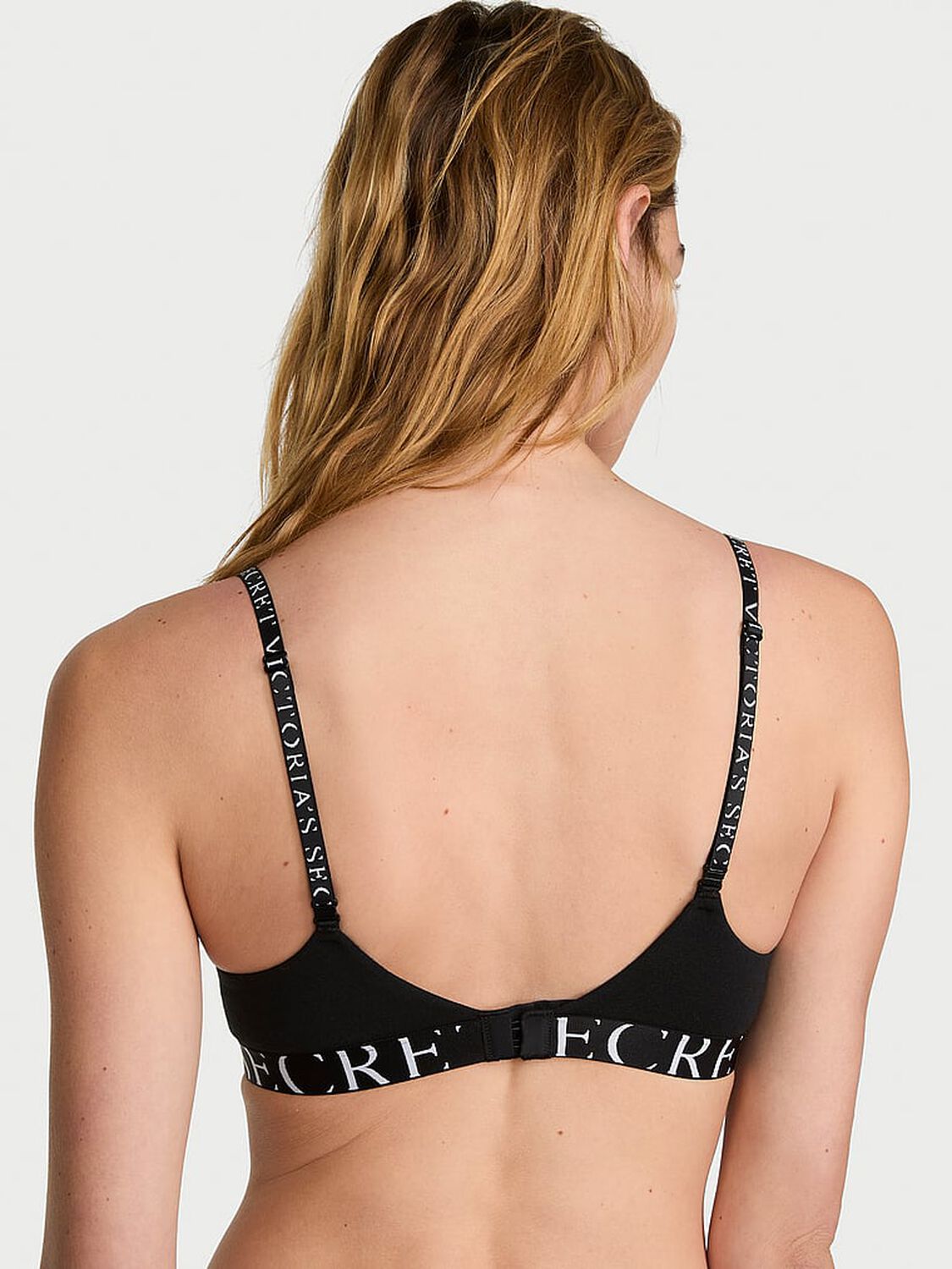 vs The T-Shirt Cotton Exploded Logo Lightly Lined Demi Bra Black 2 of 2 