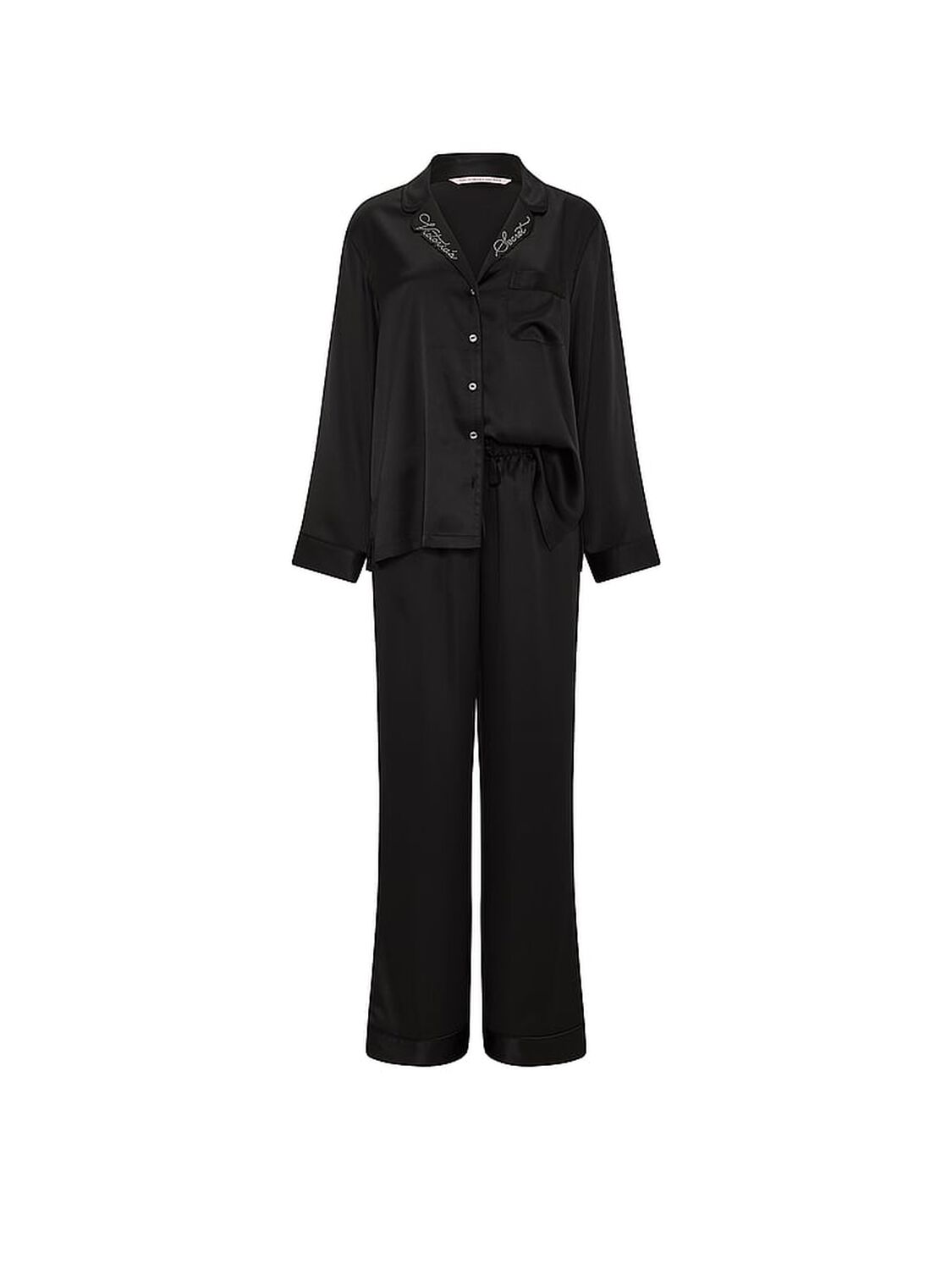 vs Victoria's Secret Signature Satin Long Pajama Set Black 3 of 3 