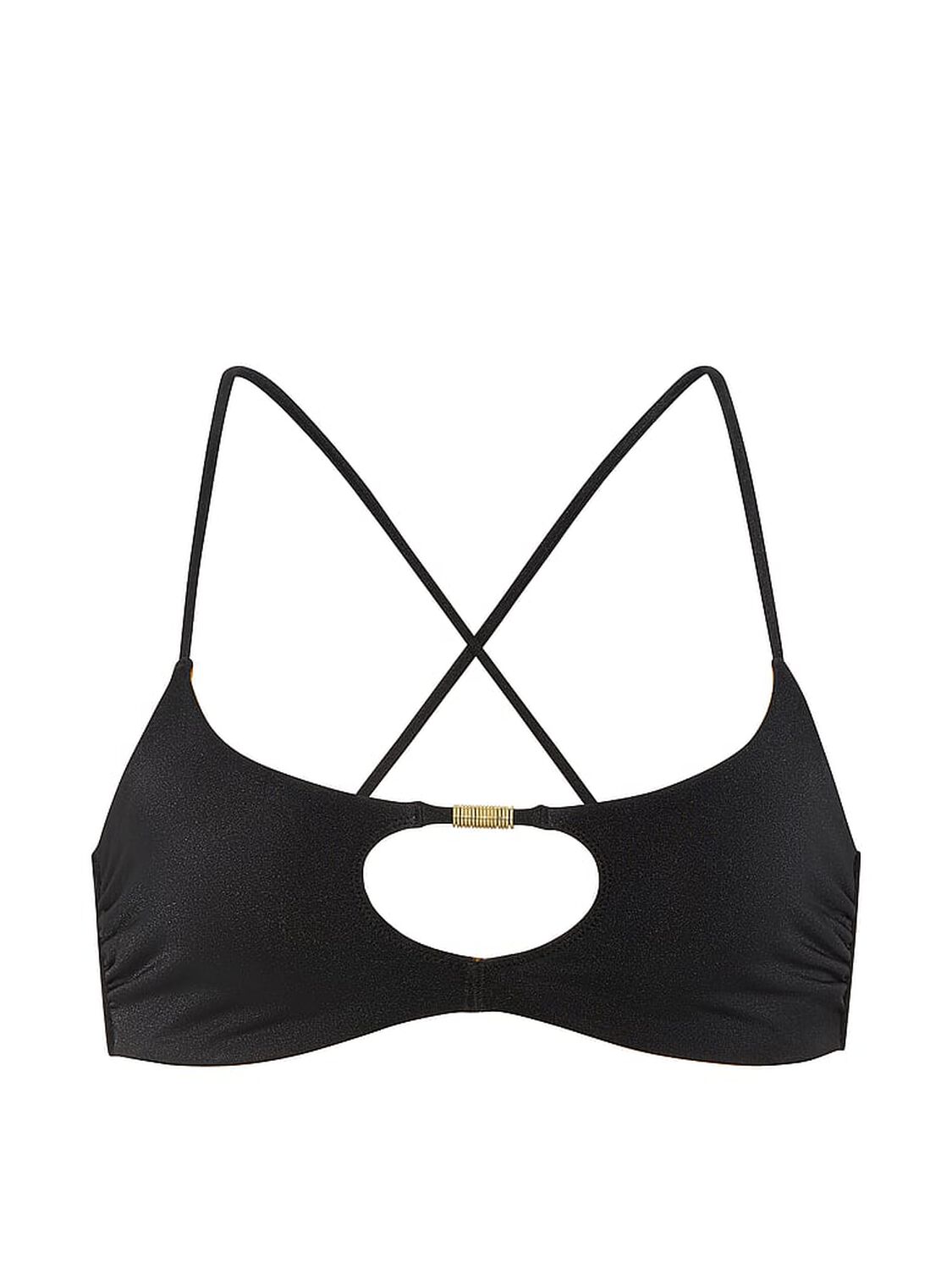 vs Victoria's Secret Swim Reversible Cut-Out Rings Bralette Bikini Top Perfectly Bronzed Black 3 of 3 