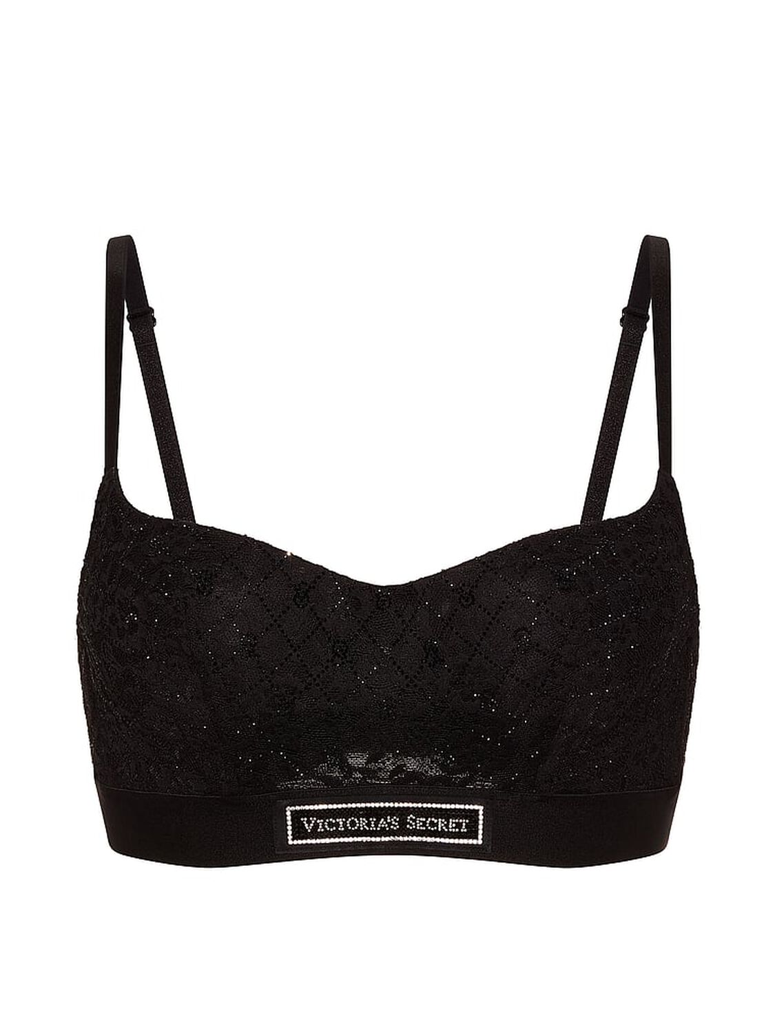 vs The T-Shirt Lace Shine Logo Lightly Lined Balconette Bra Black 3 of 4 