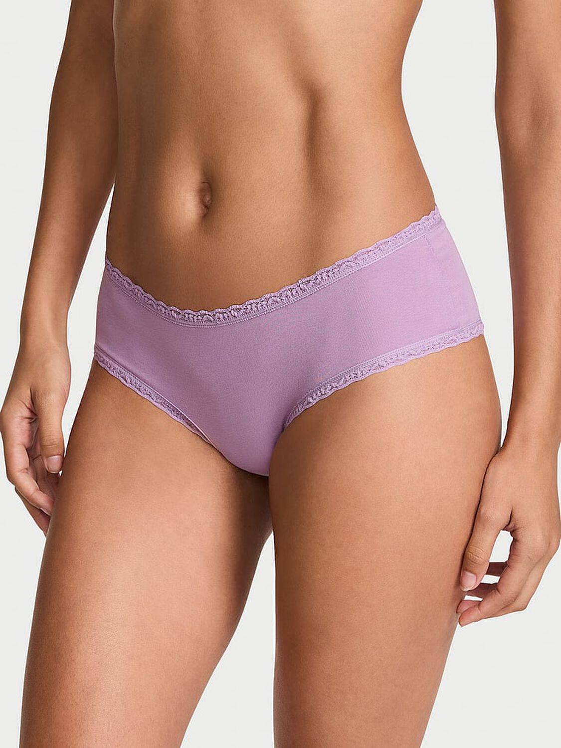 vs Lace Trim Cotton Lace-Waist Cheeky Panty 1 of 2 