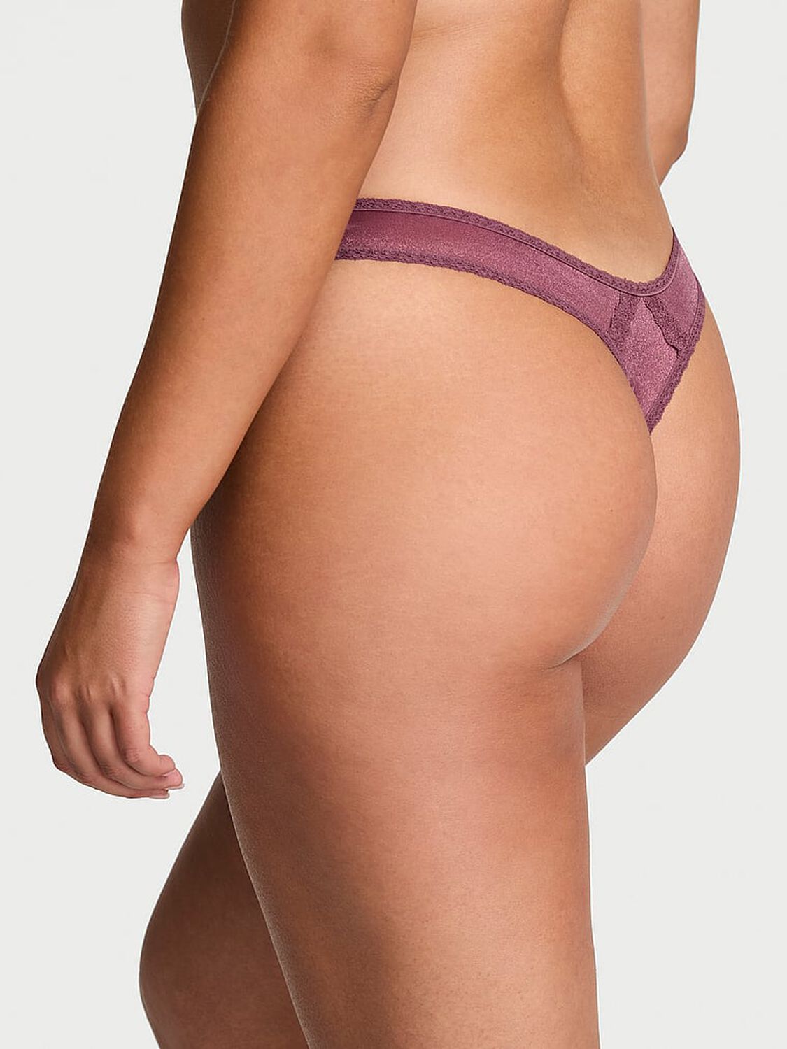 vs Dream Angels Sheer Shimmer Lace-Trim Thong Panty Morning Rose 2 of 3 