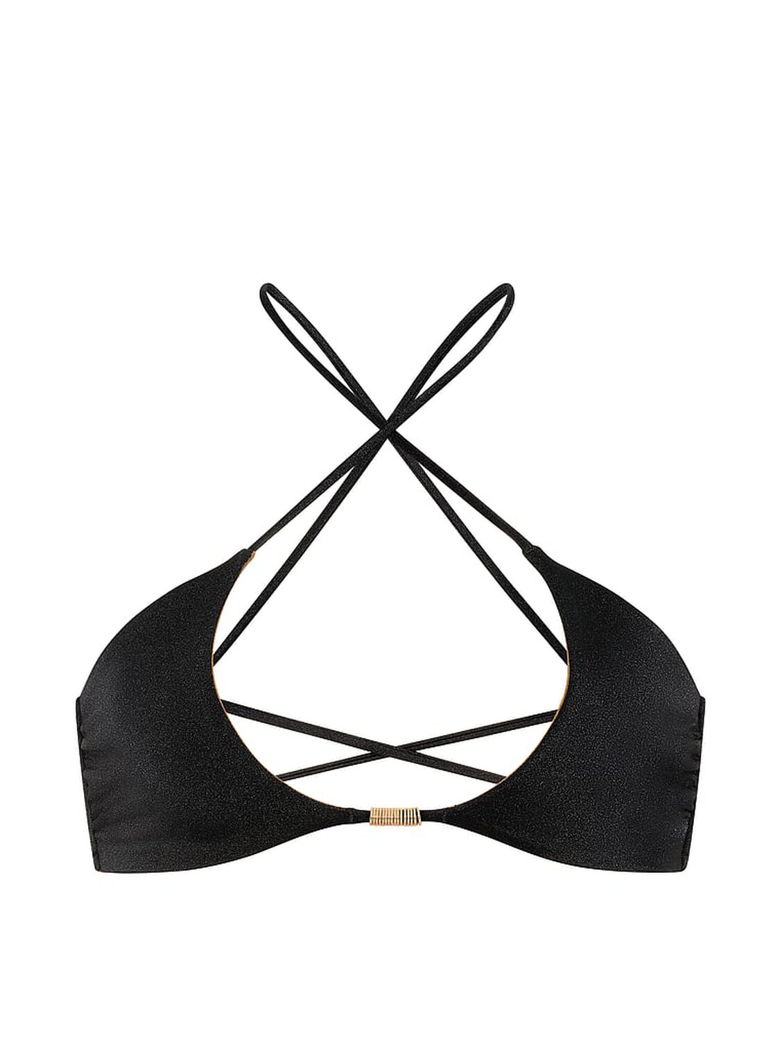 vs Victoria's Secret Swim Reversible Cut-Out Rings Halter Bikini Top Perfectly Bronzed Black 3 of 3 