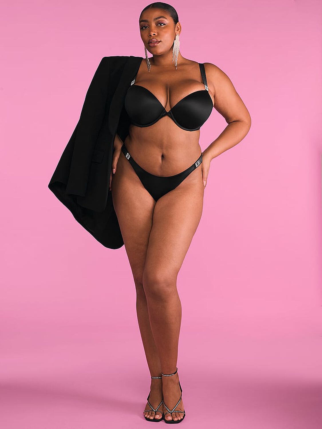 vs Very Sexy Scattered Shine Strap Thong Panty Black 5 of 5 