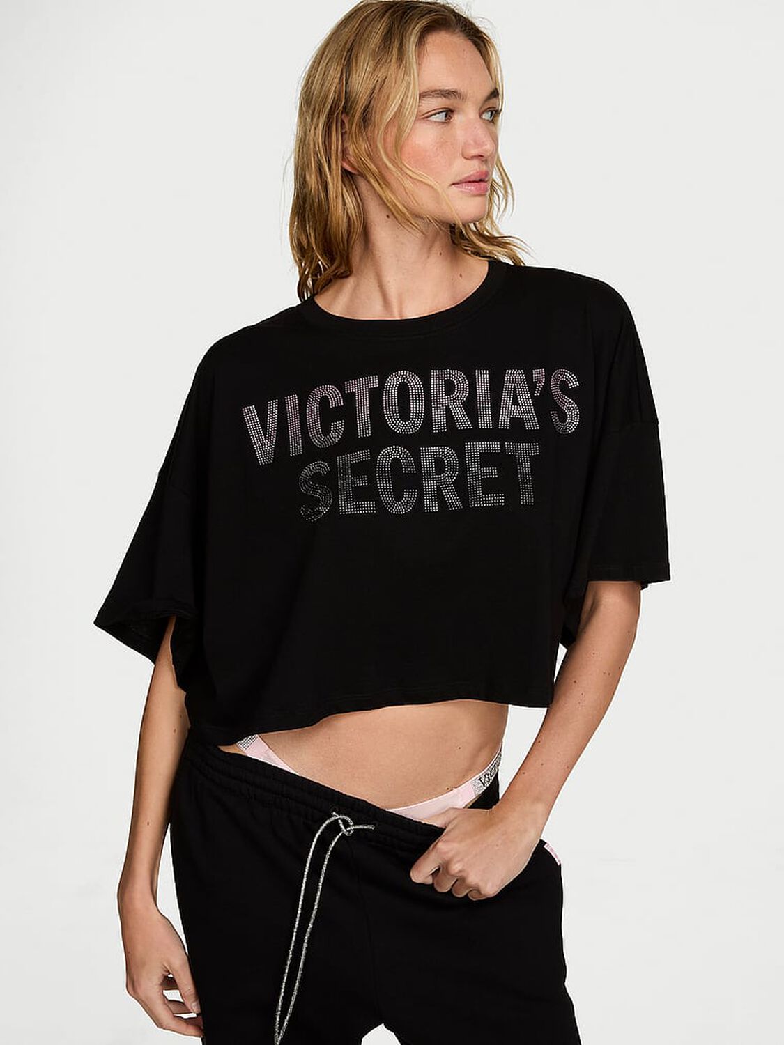 vs Angel Essentials 100% Cotton Oversized Crop Tee 1 of 3 