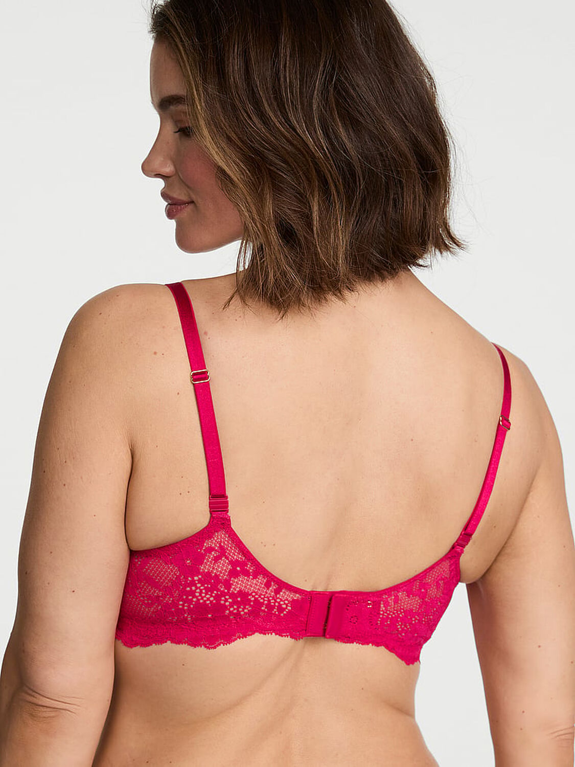 vs Dream Angels Wicked Unlined Lace Balconette Bra Vibrant Fuchsia 2 of 4 