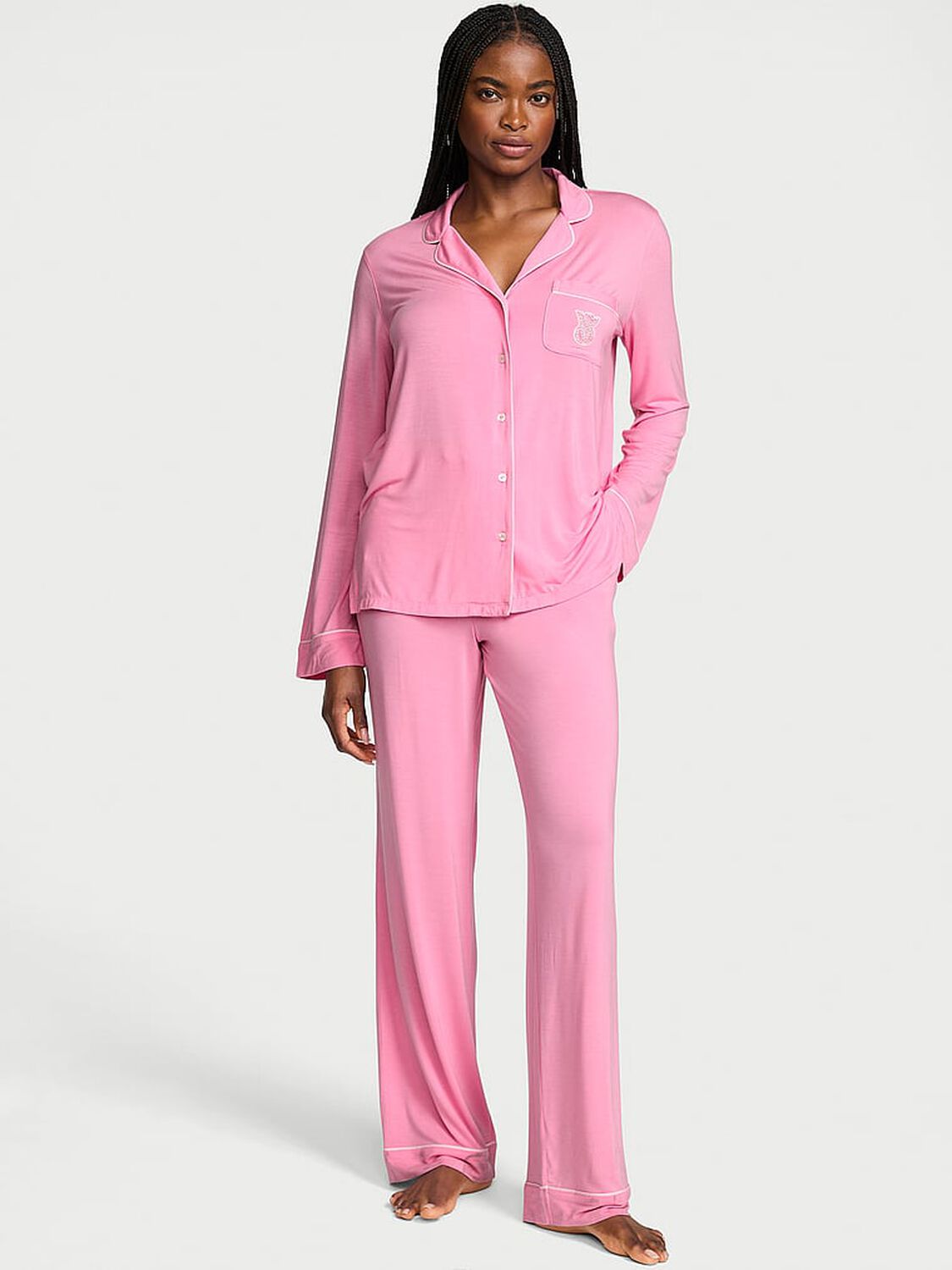 vs Victoria's Secret SoSoft&trade; Modal Long Pajama Set Pink Sugar 1 of 3 