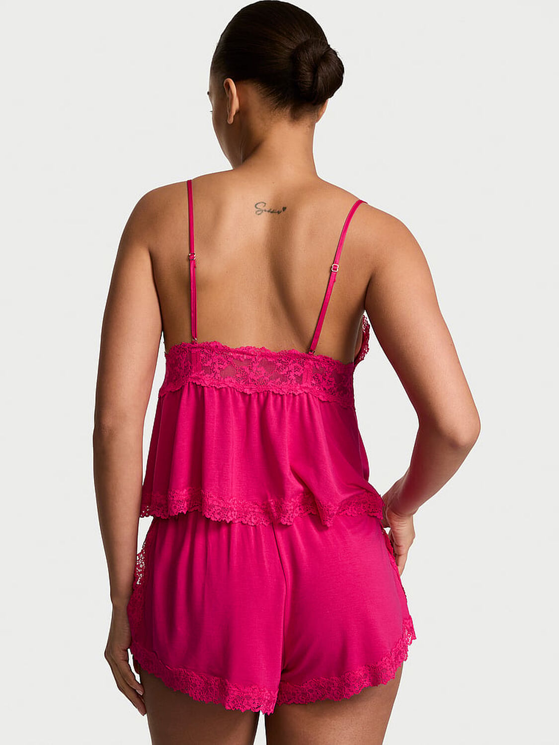 vs Victoria's Secret SoSoft&trade; Modal Lace-Trim Cami & Shorts Set Pop Pink 2 of 3 