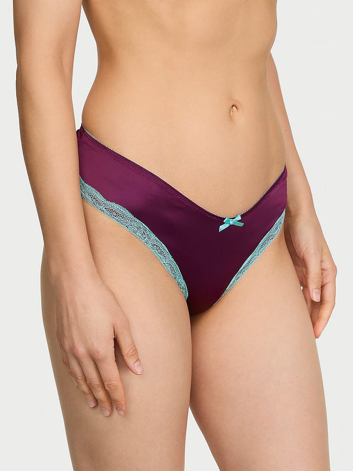 vs Victoria's Secret Tease Satin Lace-Trim Cheeky Panty Party On 1 of 3 