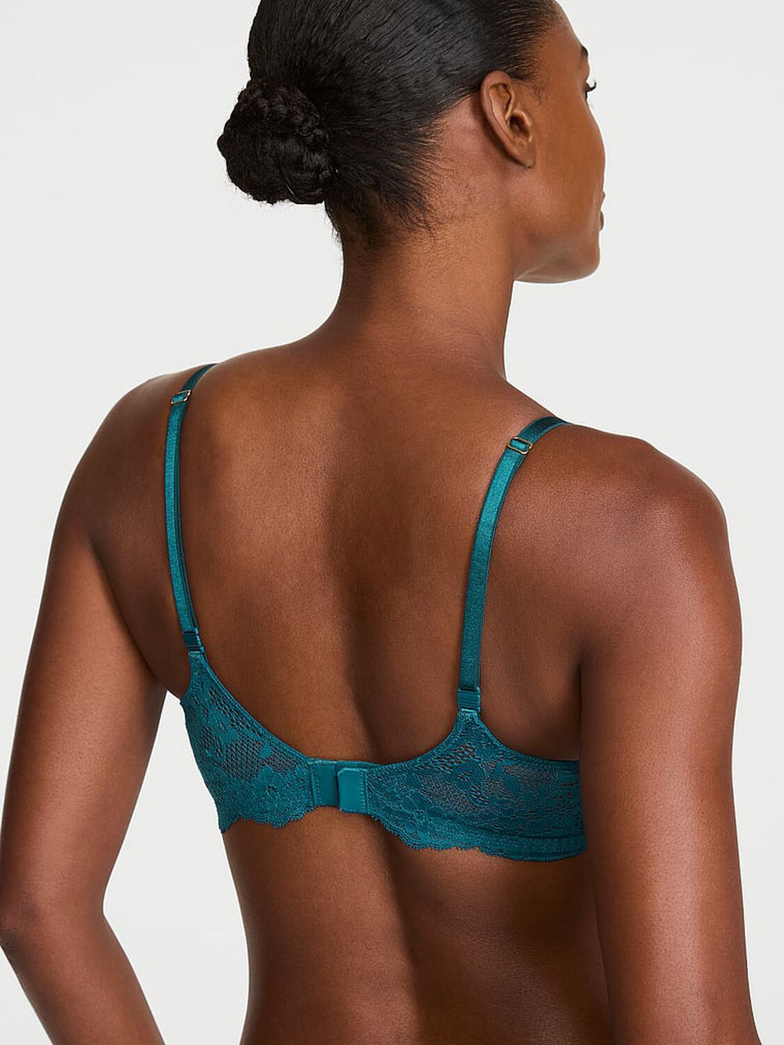 vs Dream Angels Smooth & Lace Lightly Lined Demi Bra Aquarium Blue 2 of 2 