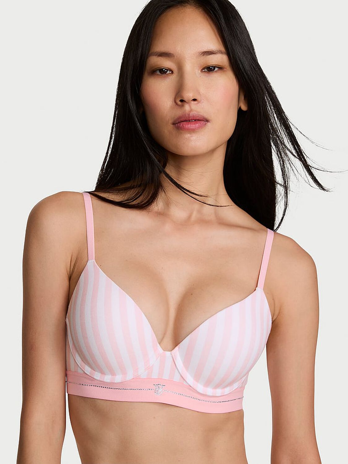vs The T-Shirt Perfect Shape Signature Shine Cotton Push-Up Bra Iconic Stripe 1 of 3 