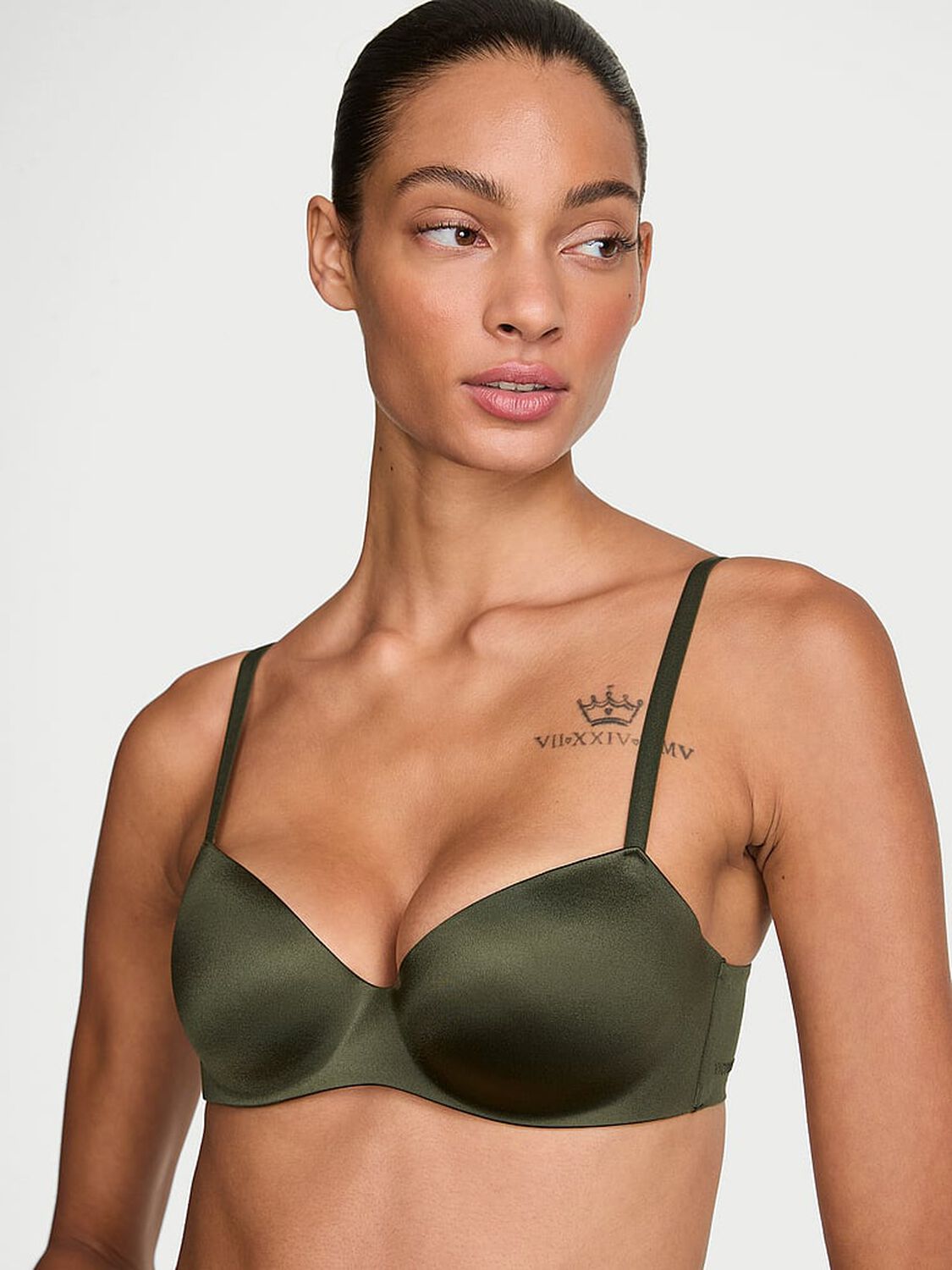 vs Body By Victoria FlexFactor High-Shine Lightly Lined Balconette Bra Olive 1 of 3 
