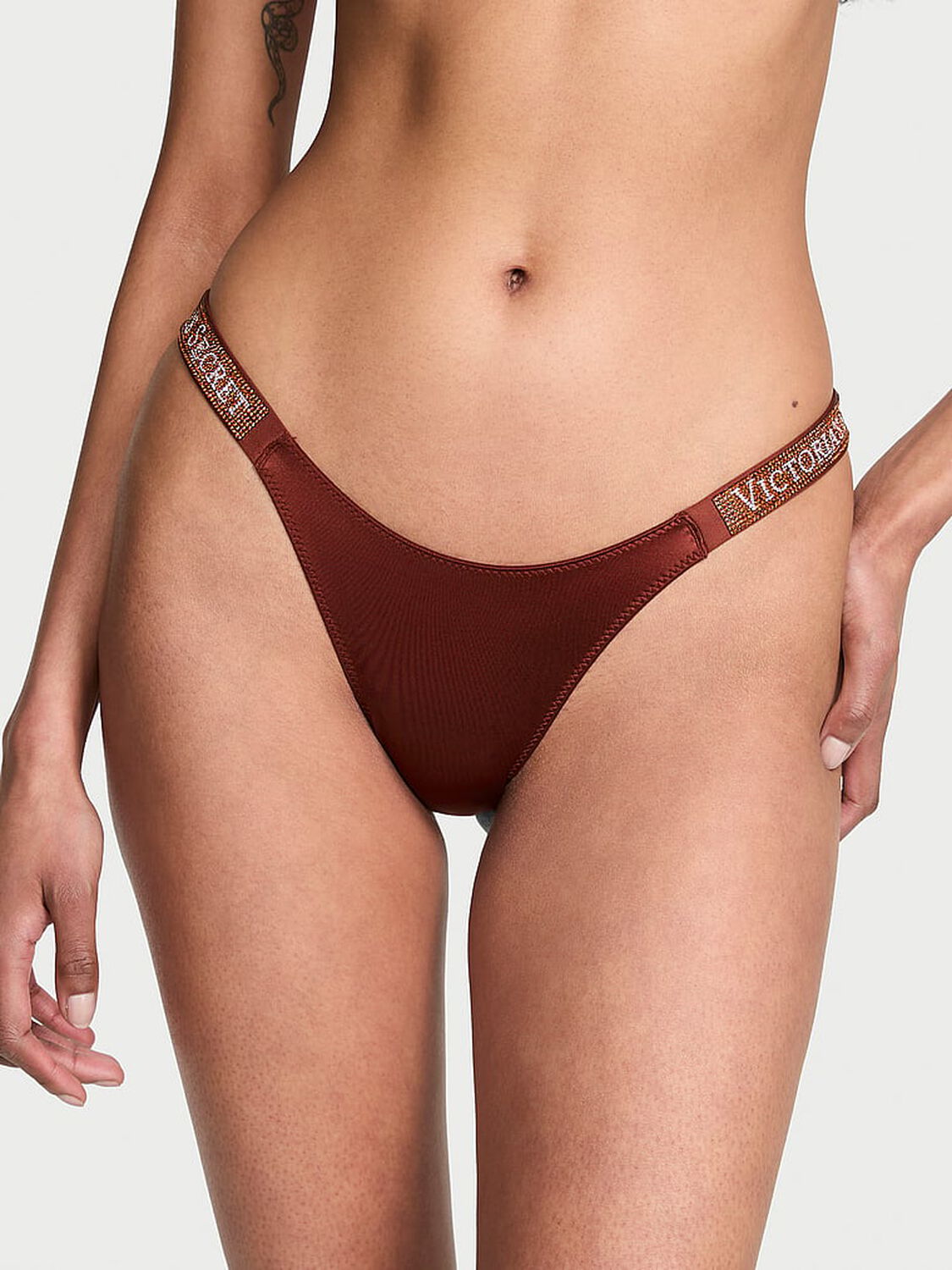vs Very Sexy Shine Strap Brazilian Panty Dark Chili 1 of 4 