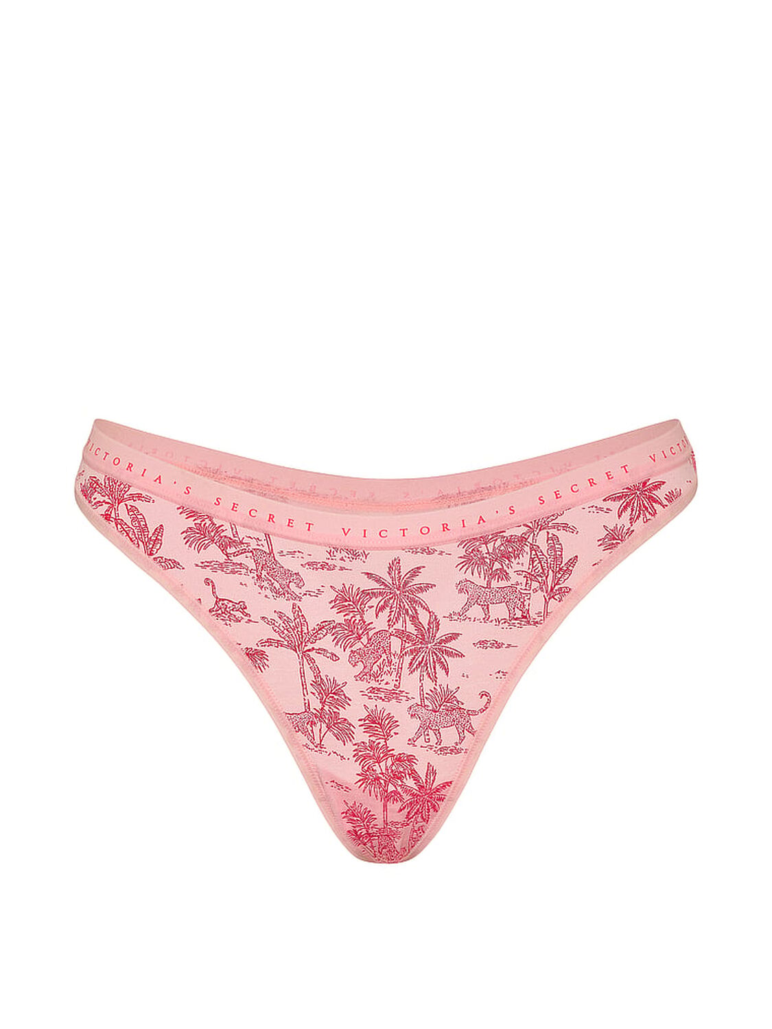 vs Victoria's Secret Stretch Cotton High-Leg Scoop Thong Panty Pink Jungle Toile 3 of 3 