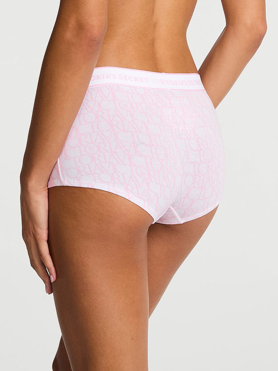 vs Cotton Logo Cotton Boyshort Panty Pink Victoria Logos 2 of 3 