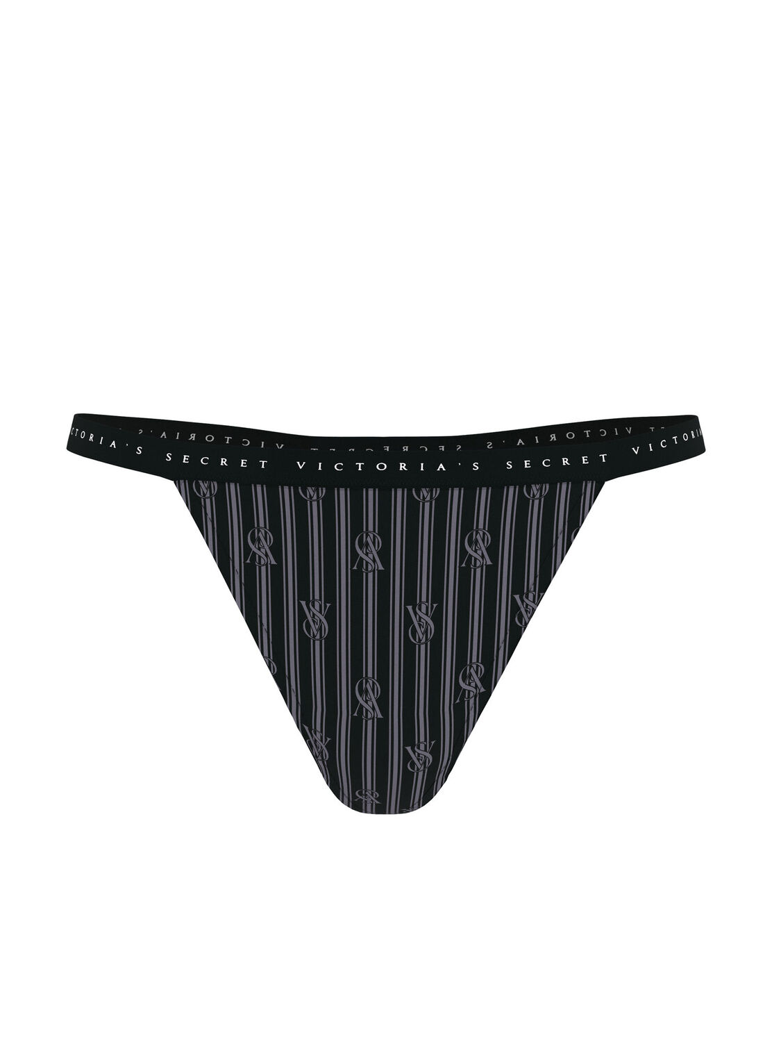 vs Victoria's Secret Stretch Cotton V-String Panty Black Stripe 6 of 6 