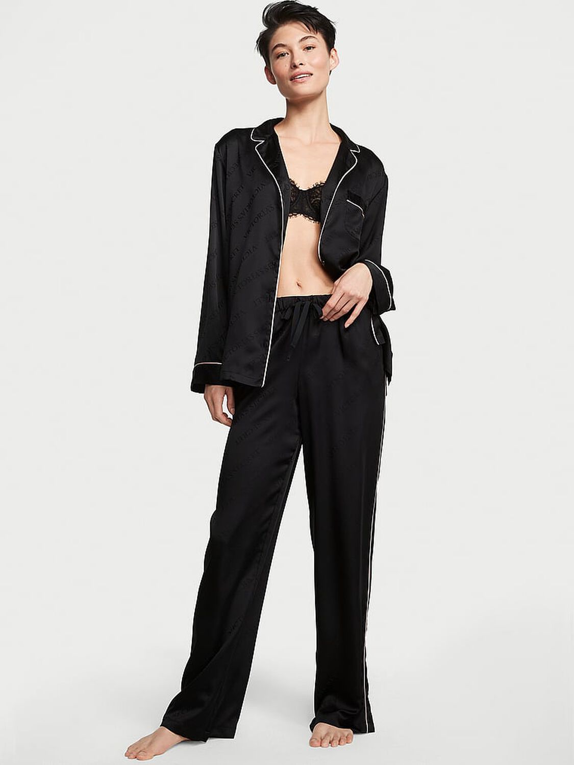 vs Victoria's Secret Satin Long Pajama Set 1 of 5 