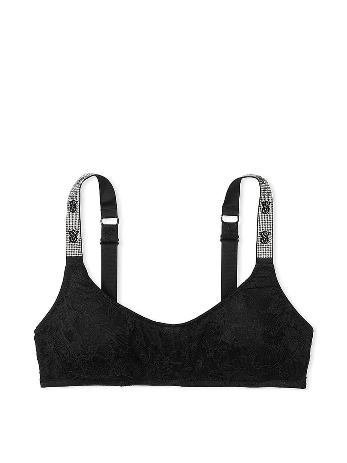 vs Very Sexy Shine Strap Lace Scoop Bralette Black 3 of 4 