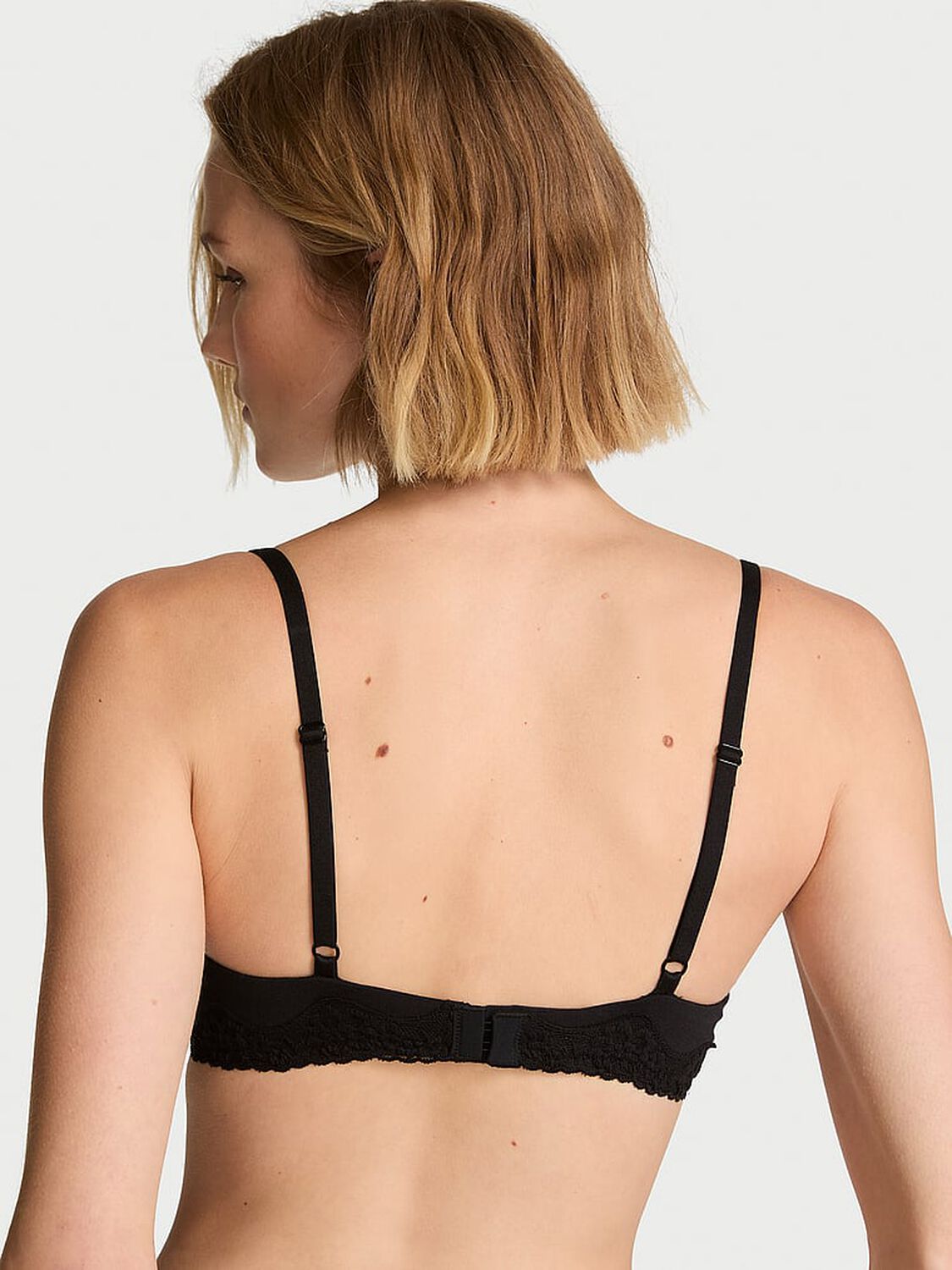 vs The T-Shirt Cotton Lace-Trim Lightly Lined Demi Bra Black 2 of 3 