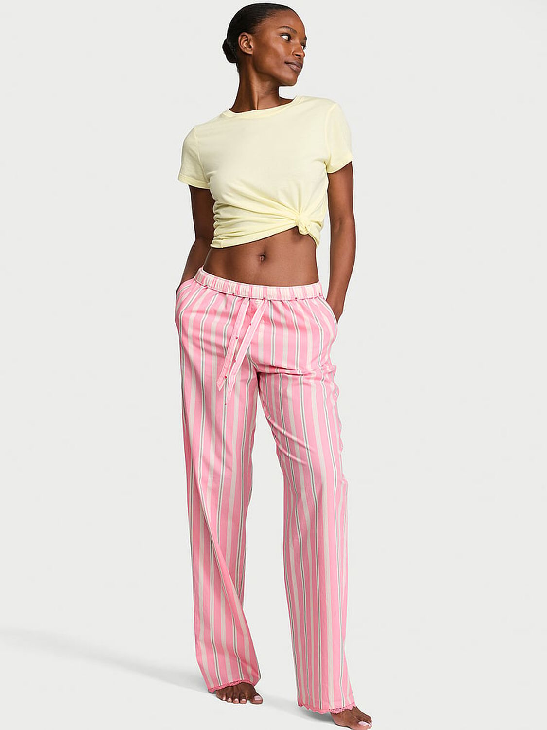 vs Victoria's Secret Mix & Match Sleep Heritage Cotton Pajama Pants Sexy Little Pink Stripes 1 of 3 