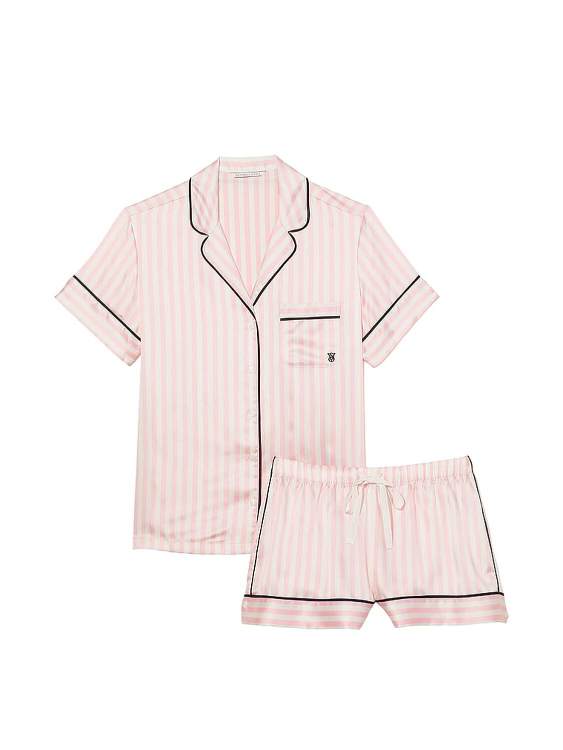vs Victoria's Secret Satin Short Pajama Set Iconic Stripe 3 of 4 