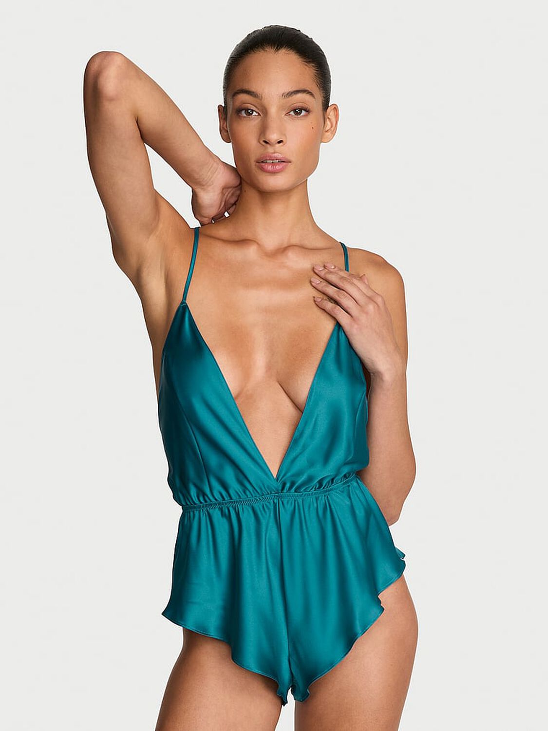 vs Victoria's Secret Satin Flutter Romper 1 of 3 