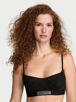 Lace Shine Logo Lightly Lined Balconette Bra