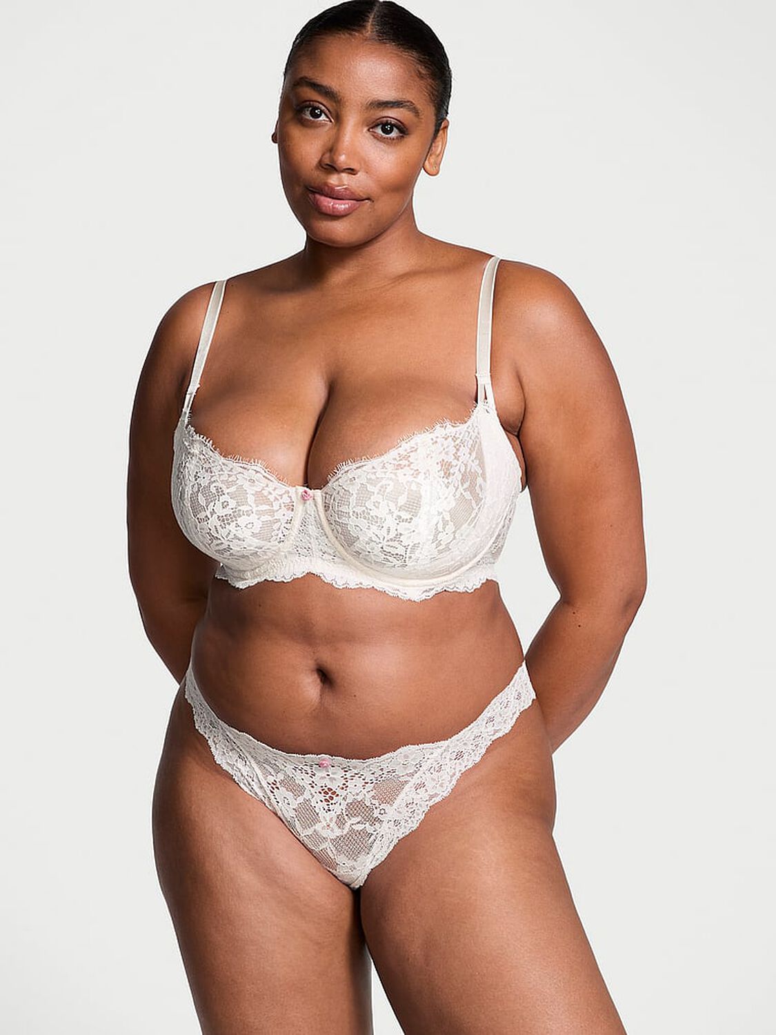 vs Dream Angels Wicked Unlined Lace Balconette Bra Coconut White 4 of 4 