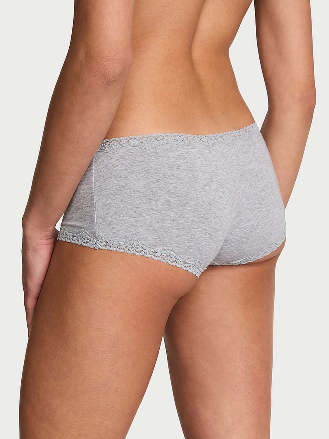 vs Lace Trim Cotton Lace-Trim Boyshort Panty 2 of 2 