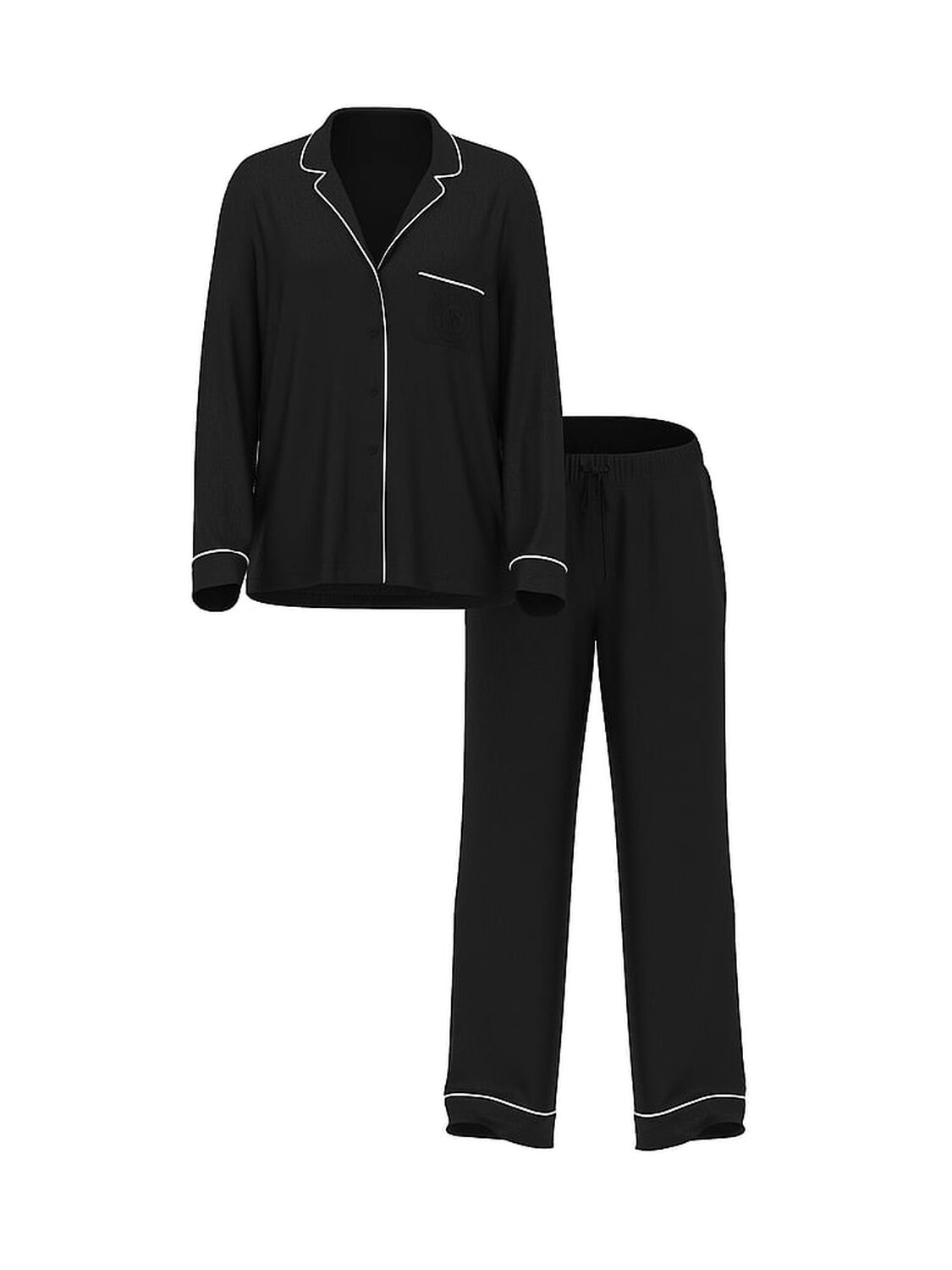 vs Victoria's Secret Glazed Satin Short-Sleeve Long Pajama Set Black 3 of 3 