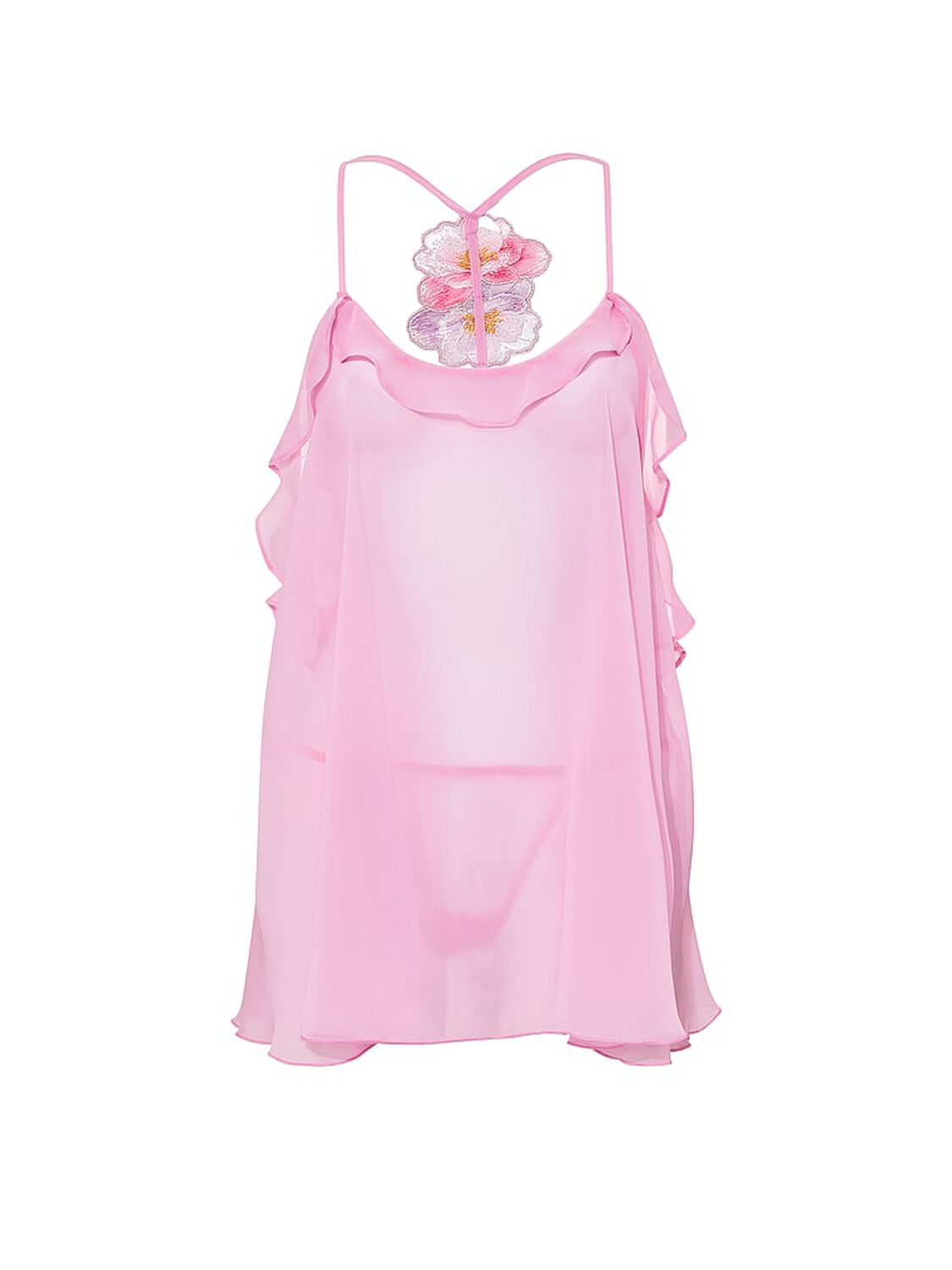 vs Dream Angels Watercolor Embroidery Chiffon Babydoll Set Hushed Lilac 3 of 4 