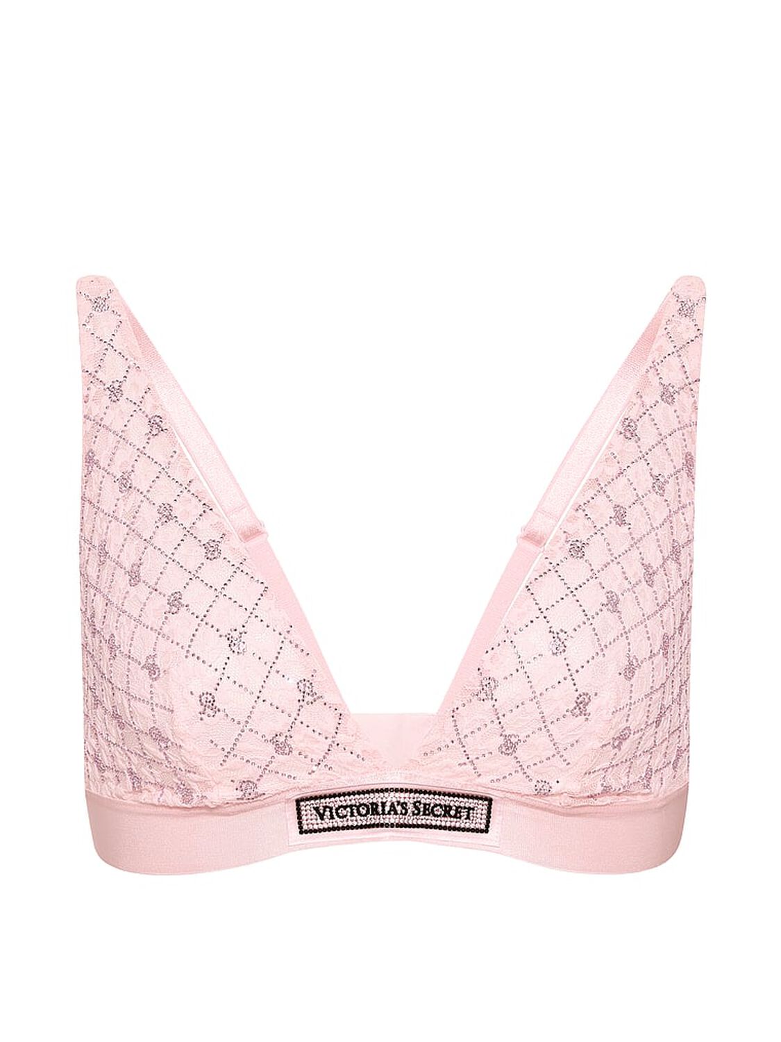 vs The T-Shirt Lace Shine Logo Wireless Plunge Bralette Angel Pink 3 of 4 