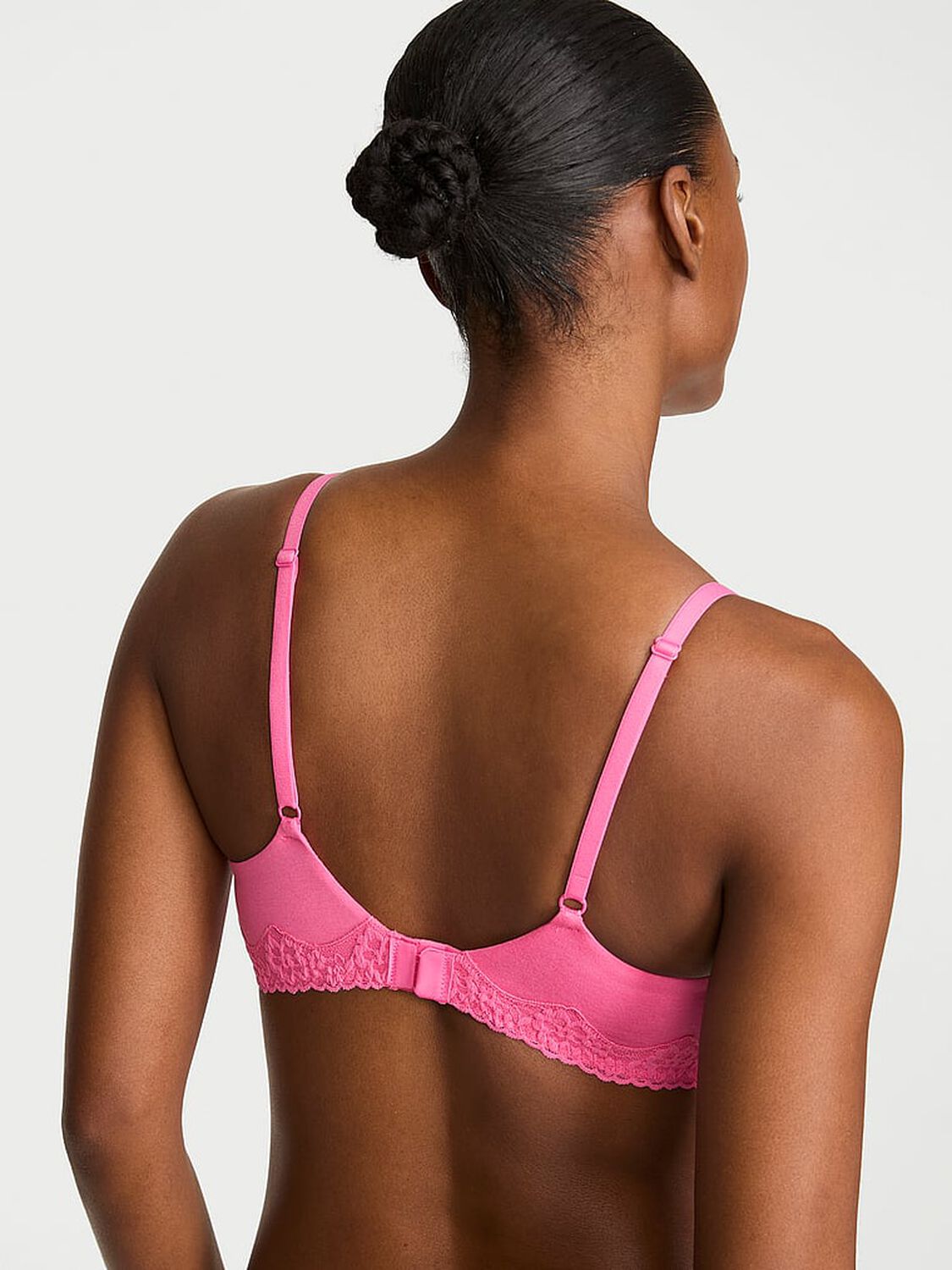 vs The T-Shirt Cotton Lace-Trim Lightly Lined Balconette Bra Pink Radiance 2 of 3 